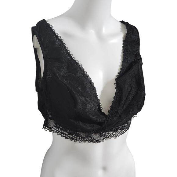 NEW SOMA Plus Size Intimates Black XX-LARGE Embraceable Plunge Lace Bralette - Picture 2 of 11